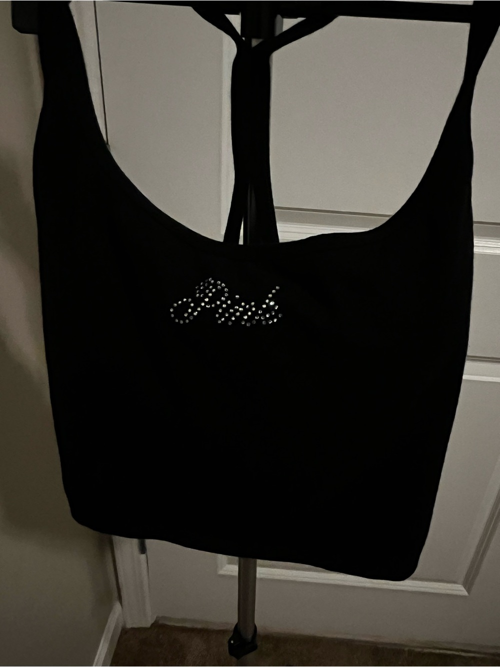 PINK Victoria's Secret Black Shoulder Bag with Rhinestone Logo